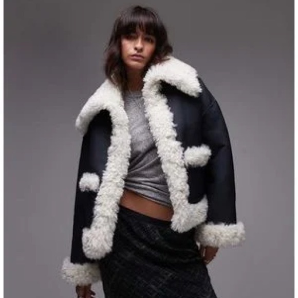 Free People Kiki Sherpa Jacket Black - Picture 1 of 11